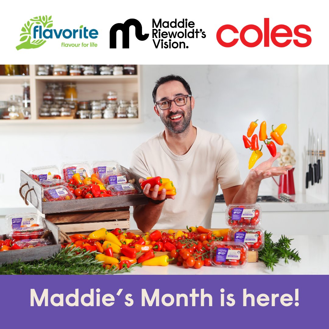 MaddiesVision's tweet photo. Maddie's Month is officially underway! Show your support by purchasing Flavorite Mini Toms, Mini Caps, and Cherry Truss tomatoes. Stay tuned for inspiration from @andyallencooks and head to your nearest @coles today!
#MaddiesMonth #FightLikeMaddie #flavourforlife https://t.co/CdgsJwmiw1