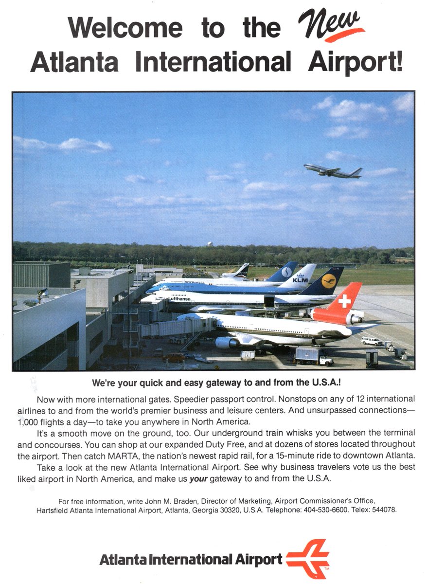 AvGeek71's tweet image. Welcome to the new Atlanta airport. In 1990. #airline #airlines #avgeek #avgeeks #aviation #travel #airport @travelads1