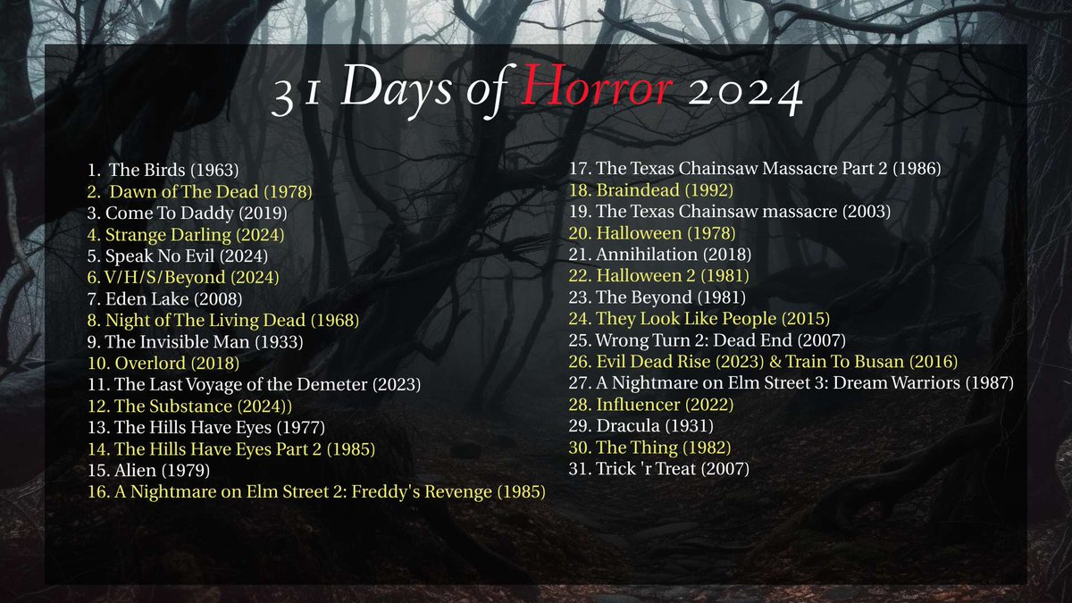 dan958's tweet image. 🎃That is another #31DaysOfHorror over and done with. 31 horror movies watched in 31 days. See you all next year!👻

#HorrorMovies #Movies