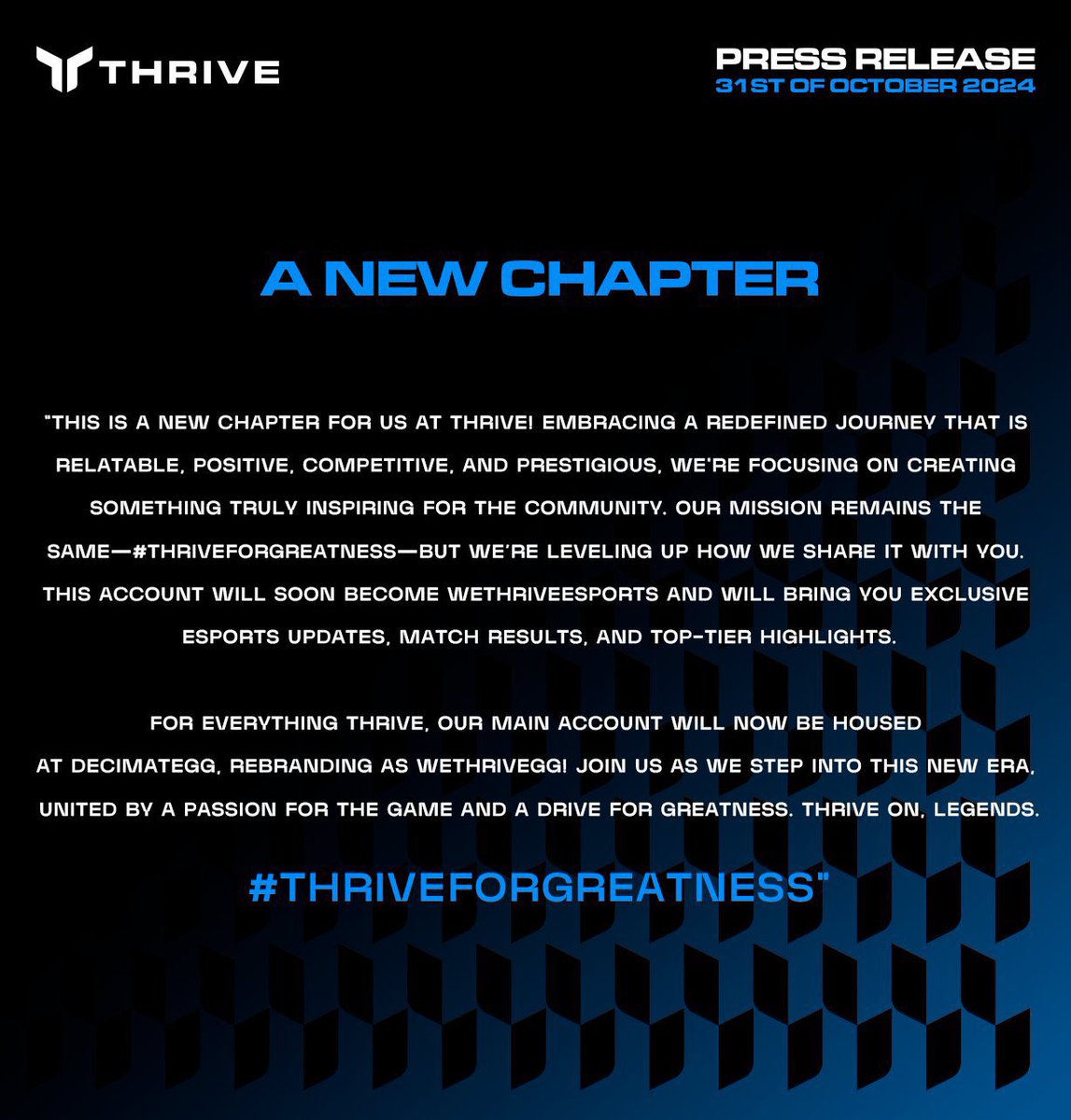 🔹 A NEW CHAPTER 🔹

#ThriveNation