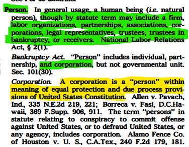 RevivingIsrael's tweet photo. Black's Law Dictionary, definition of a "person", 4-7th Editions. https://t.co/pkkzLCrIZ2