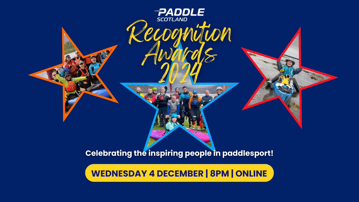 The 2024 Paddle Scotland Recognition Awards celebration is coming up on 4 December! 🥳 
Join us to celebrate the individuals and clubs in our community and reflect on what has been achieved over the past year.
#PaddlesportforAll #PaddleScotlandRecognitionAwards24