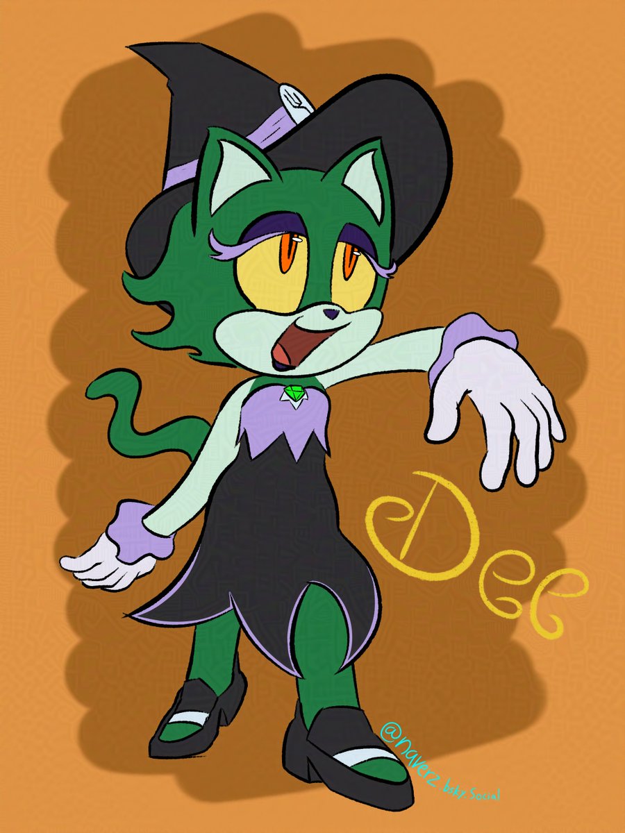 SonicFanSince22's tweet photo. I felt this OC come up from the depths of the spooky season. This is Dee. And she's a real actual witch. #sonicfanart #Halloween https://t.co/AhuQGbqnoK