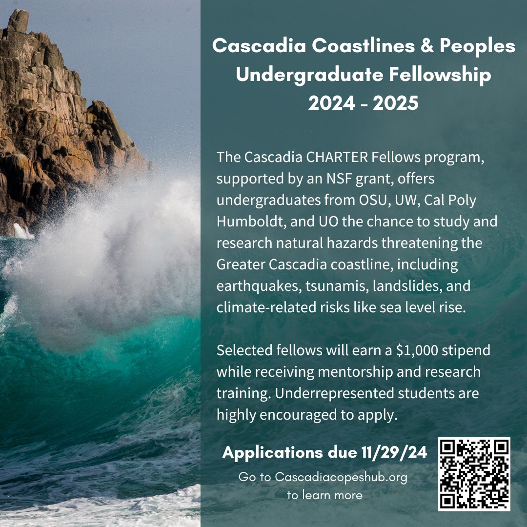 🎉 Exciting News! Applications are now open for our 4th Cohort Undergraduate Fellowship! 🌟 Don’t miss this chance to gain hands-on experience, build connections, and make an impact. Apply today! cascadiacopeshub.org/charter-fellow…