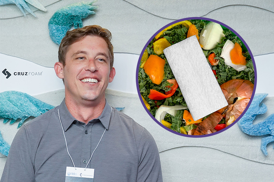 Determined to see less plastic in our oceans, MSE alum John Felts (MS '15) developed a formula for packing foam made from food waste that can degrade naturally in a backyard compost bin. Read the full Q&amp;A! bit.ly/3Uw0pw8