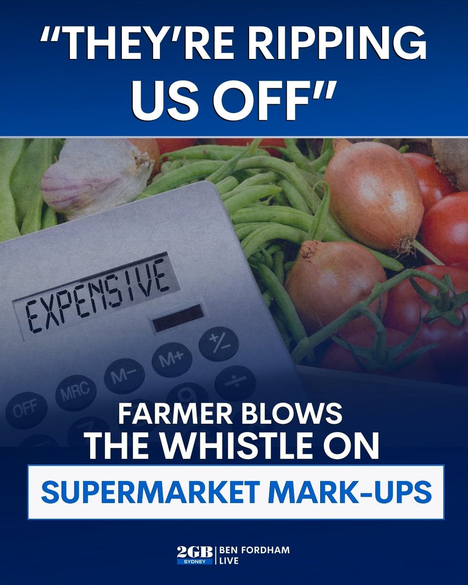 BenFordhamLive's tweet photo. A beef farmer is blowing the whistle on the supermarkets.

He says Coles and Woolworths are STILL ripping us off.

They’re buying his products and selling them for 11 times the price they’re paying him!

Listen to Ben’s conversation with Kevin HERE.

🎧https://t.co/z1TkuN2LRB🎧 https://t.co/C3ZtZxjfLG