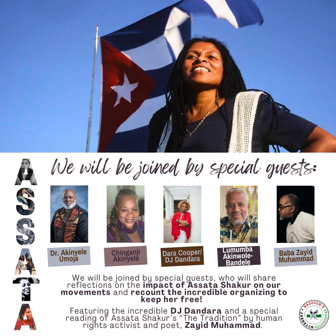 MXGMNational's tweet photo. 📣✨ UPDATE: Join us on Saturday, 11/2 to celebrate and honor the 45th anniversary of the liberation of our beloved New Afrikan revolutionary, Assata Shakur! You don’t want to miss this beloved community!

🗓️ Saturday, November 2nd at 6PM EST | 3PM PST
📍 https://t.co/5mALEBkkOx https://t.co/JTgbXmUGjW