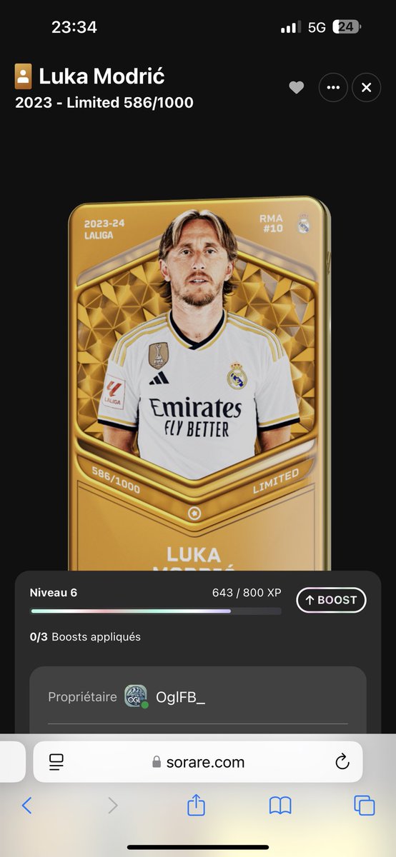 GIVEAWAY 🎁 Sorare

Luka Modric est à gagner !! 🇭🇷🇭🇷
TAS le lundi 4 novembre !! ⏳
Pour participer :

✅ follow me 
✅ Retweet et like le post
✅ Commente ton nom Sorare 

Bonne chance 🍀 à tous ! #Concours #Sorare #Giveaway #Limited #soraregiveaway