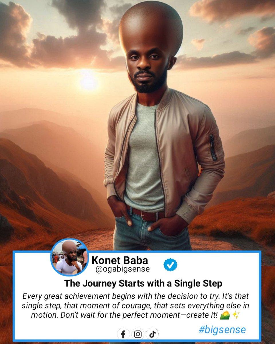 ogabigsense's tweet image. THE JOURNEY STARTS WITH A SINGLE STEP

Greatness starts with just one step. Don’t wait—make it happen!

#NewBeginnings #TakeTheLeap #CourageToBegin #bigsense #wordofwisdom