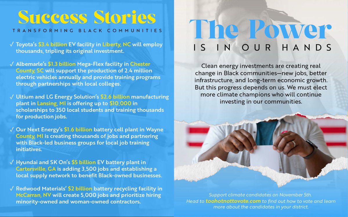 HBCUBuzz's tweet photo. Make your voice heard! Discover how climate initiatives impact our community and why your vote matters. Every ballot counts for a sustainable future. Vote for change! For info on voting and candidates, visit https://t.co/WhipaX25tP! ๐ณ๏ธ๐ #ClimatePower #HBCUBuzz #HBCU https://t.co/OPTmgWw61R