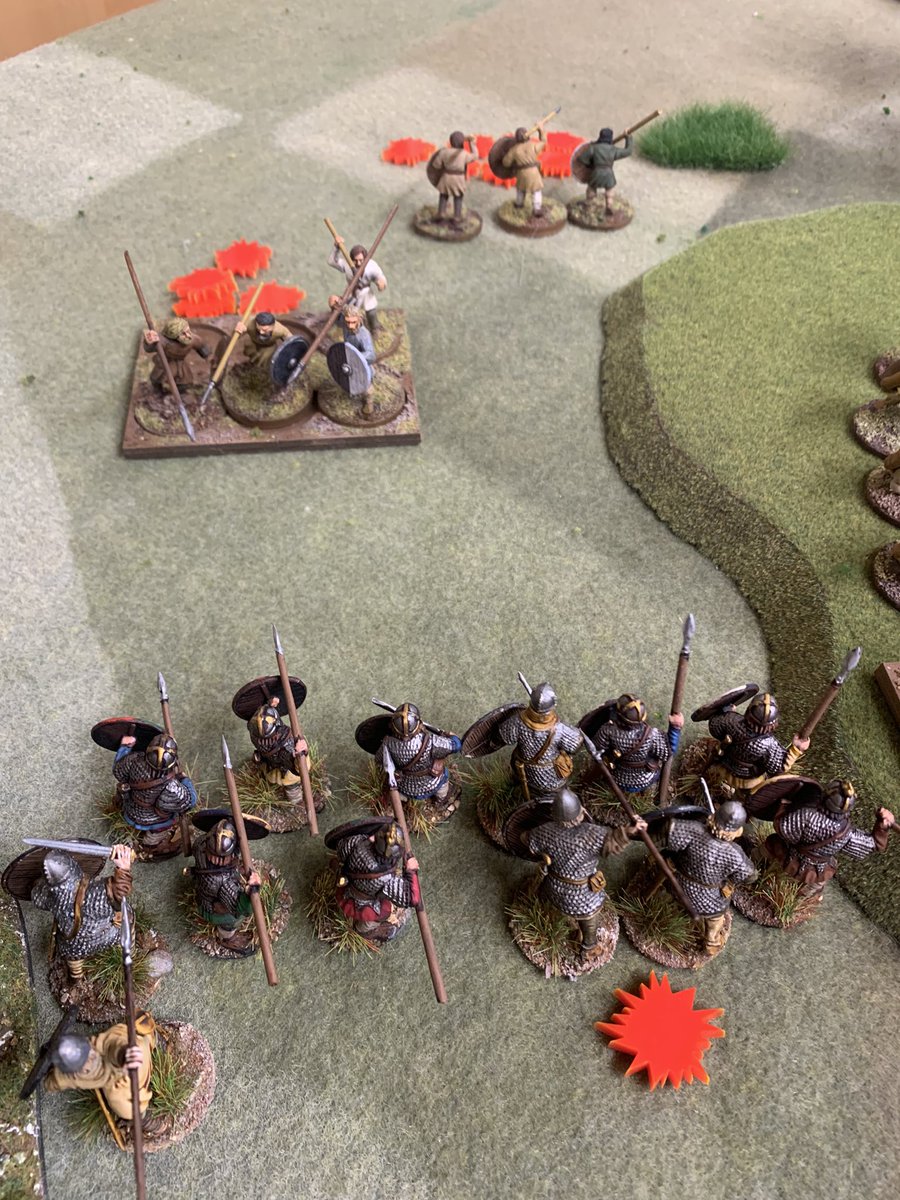 Great game of Dux Britanniarum tonight with <a href="/sprandell/">S Randell</a>. A raid scenario involving a bear hunt! I do love the rules and a campaign is now being planned, probably over a few pints next week. I will be the Saxons and Shaun “The Britons”. #spreadthelard #wargames #wargaming