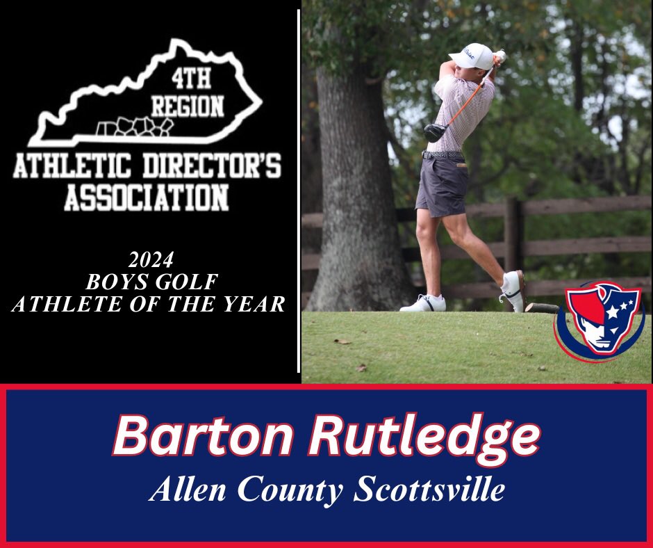 4th Region Athletic Directors Association (@4thregionads) on Twitter photo The 2024 Boys Golf Athlete of the Year is Barton Rutledge from <a href="/acs_sports/">ACS Sports</a> . Congratulations Barton on an outstanding year and good luck in the future! The 2024 Boys Golf Athlete of the Year is Barton Rutledge from <a href="/acs_sports/">ACS Sports</a> . Congratulations Barton on an outstanding year and good luck in the future!