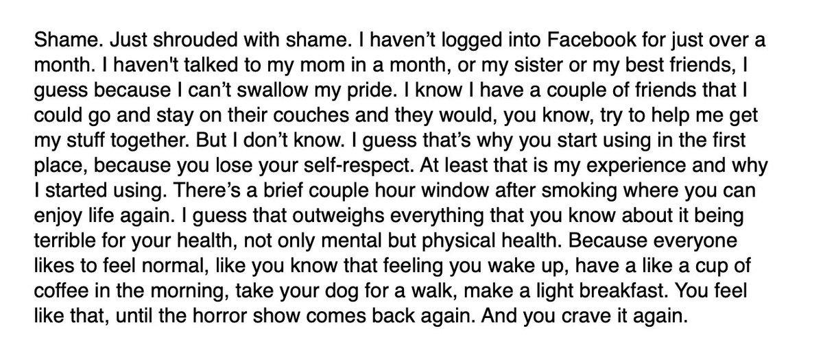 I asked him how he felt reflecting on the last six weeks and this was his answer. Sharing because it was another gut-punch conversation that adds context to our drug crisis.