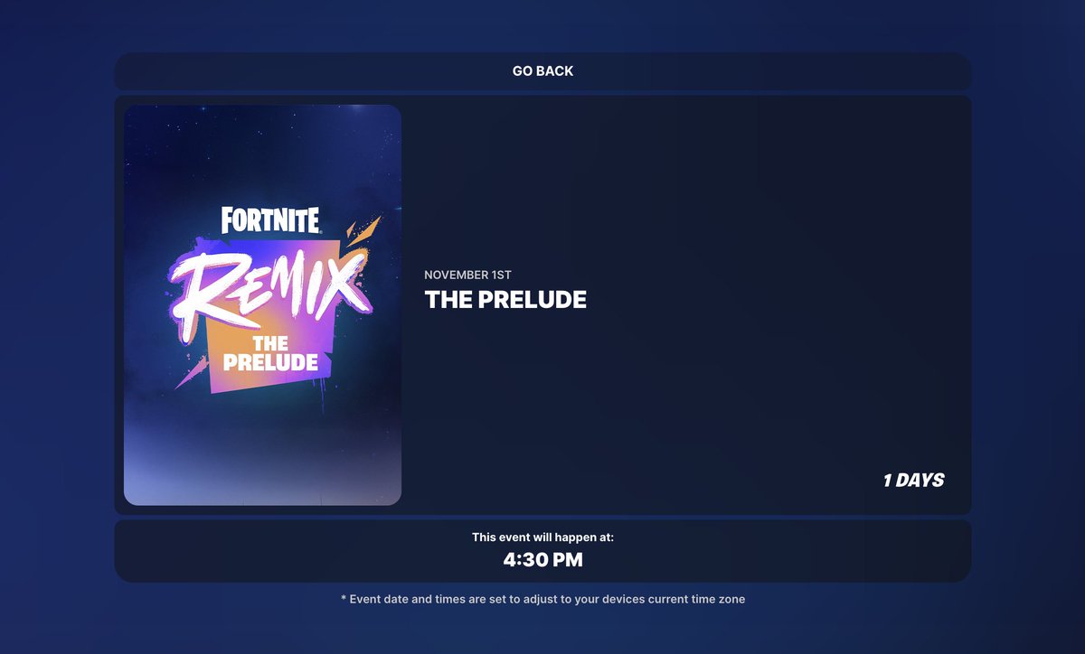 FNBRCreate's tweet image. If you don’t know what time the Fortnite event is in your time zone, I’ve made a site that updates to your time zone

Take a look: etfn.dev/event/details/…