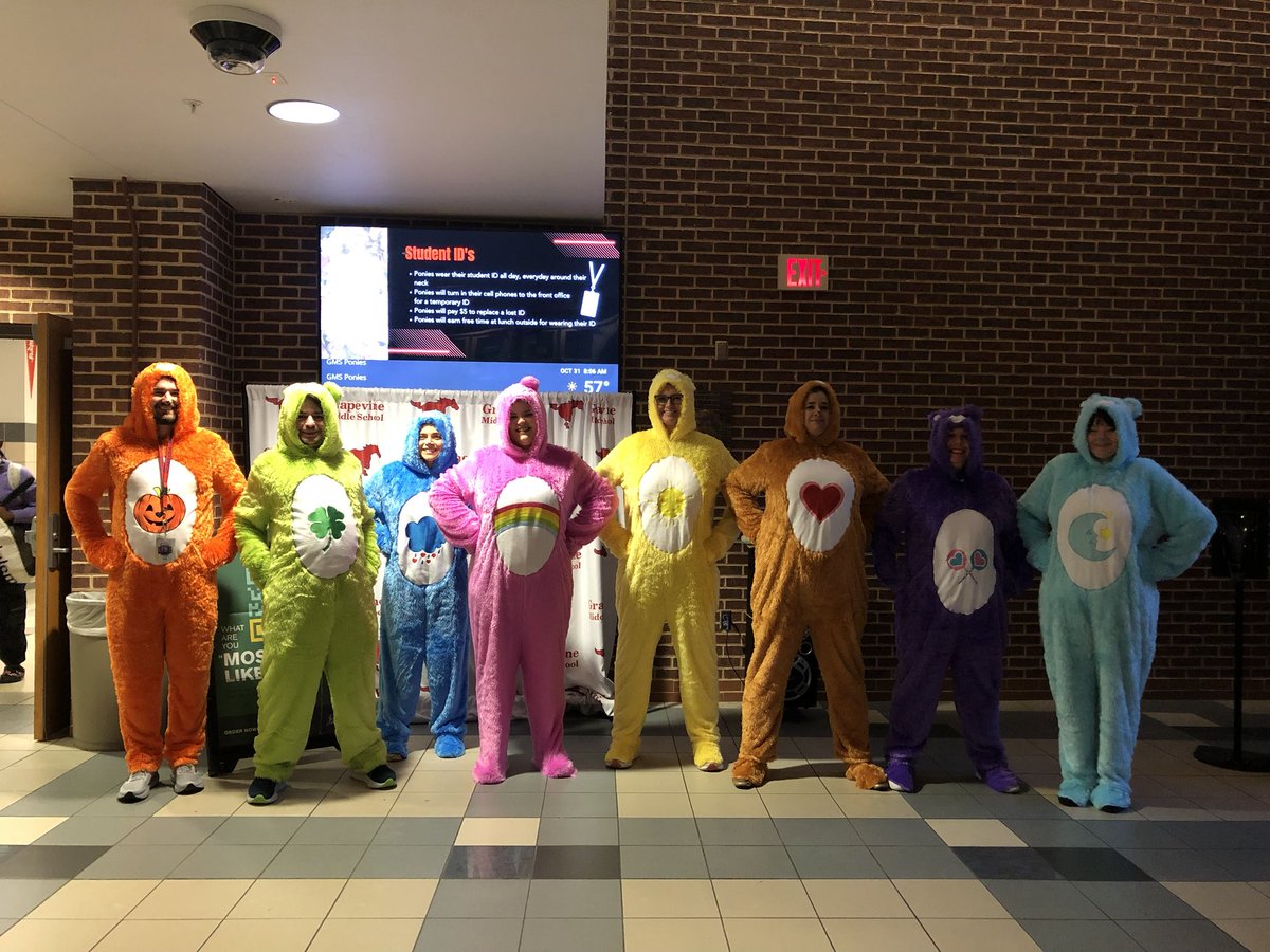 The Care Bears were showing they care about the GMS Ponies today. Way to go Fine Arts! ⁦<a href="/GrapevineMiddle/">Grapevine Middle</a>⁩ #PonyProud