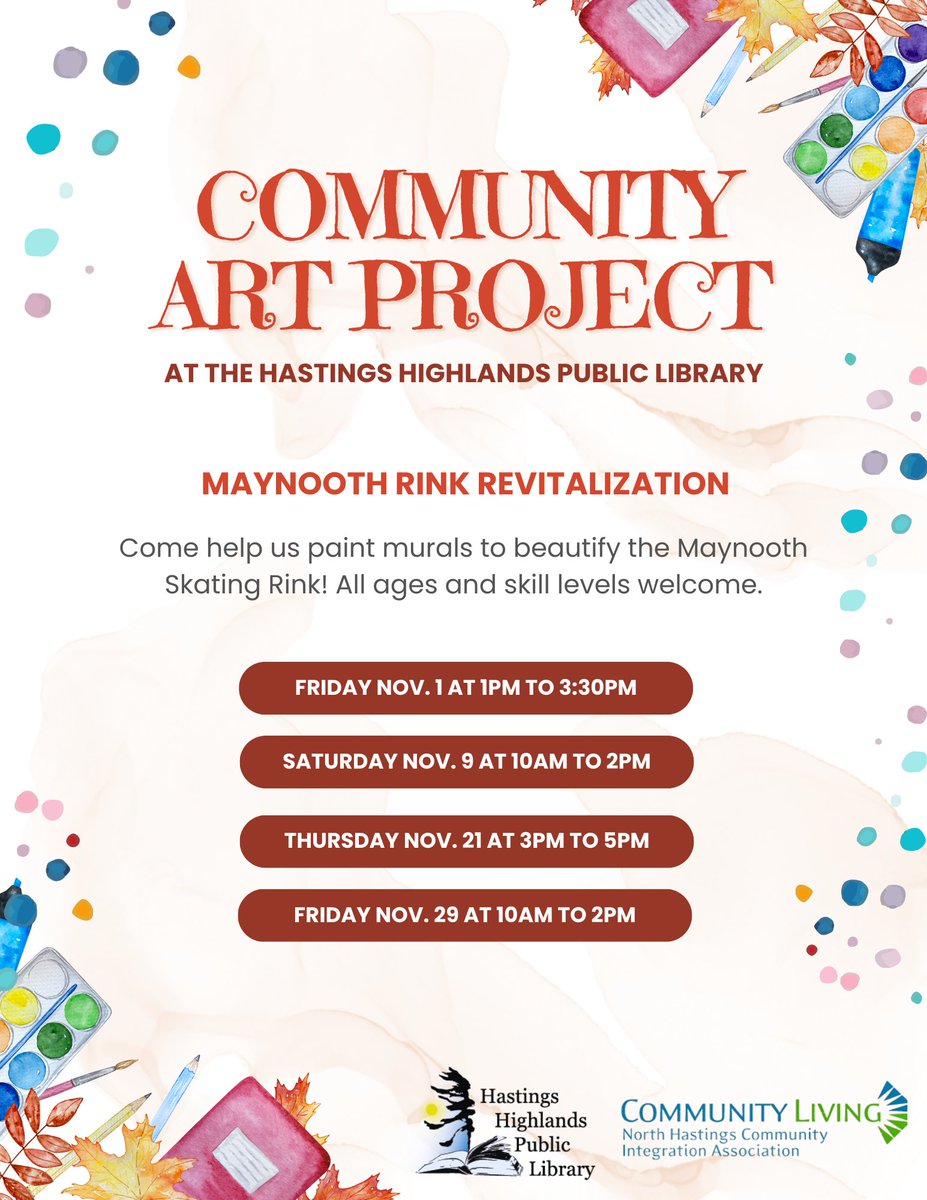 maynoothlibrary's tweet photo. Help us paint murals to beautify the Maynooth Skating Rink! This is a project for the whole community to take part in, all ages and skill levels are welcome. https://t.co/FyOvTtUrJZ