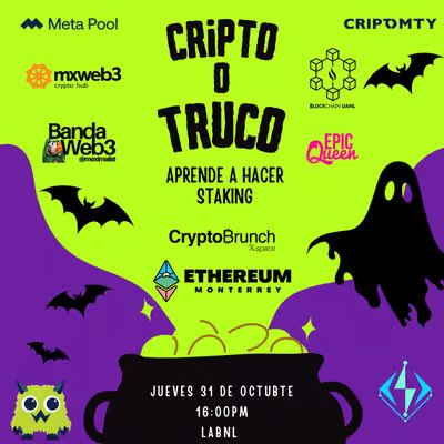 mxweb3's tweet image. CRIPTO O TRUCO. Tu primera interacción real con cripto, taller práctico con @meta_pool @digitalizadosco @abrahamrivv y @marcrypted 🔥🔥🔥🚀
#mxweb3