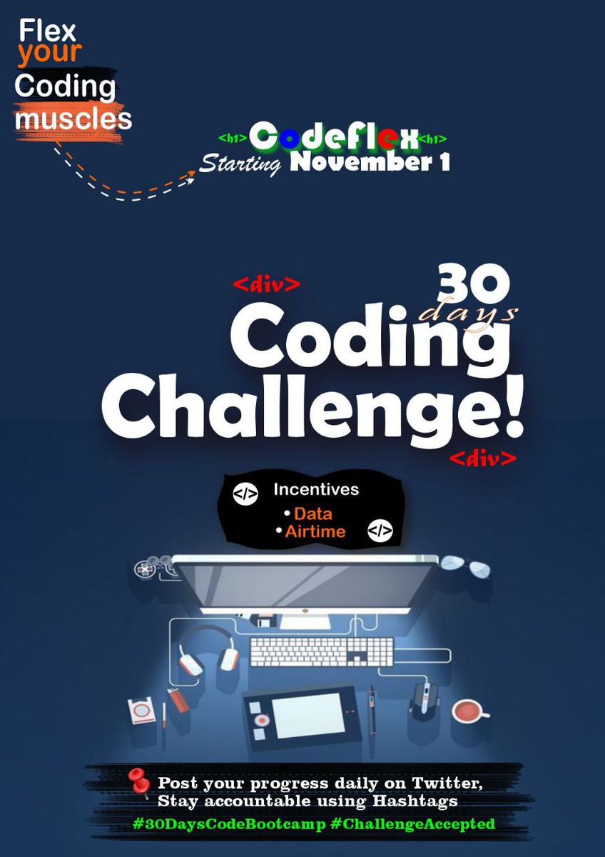 Henneiiy's tweet image. And so it begins. My challenge will be project based, I&apos;ll be dropping projects daily 🙂👾#30DaysCodeBootcamp #ChallengeAccepted  #Codeflex