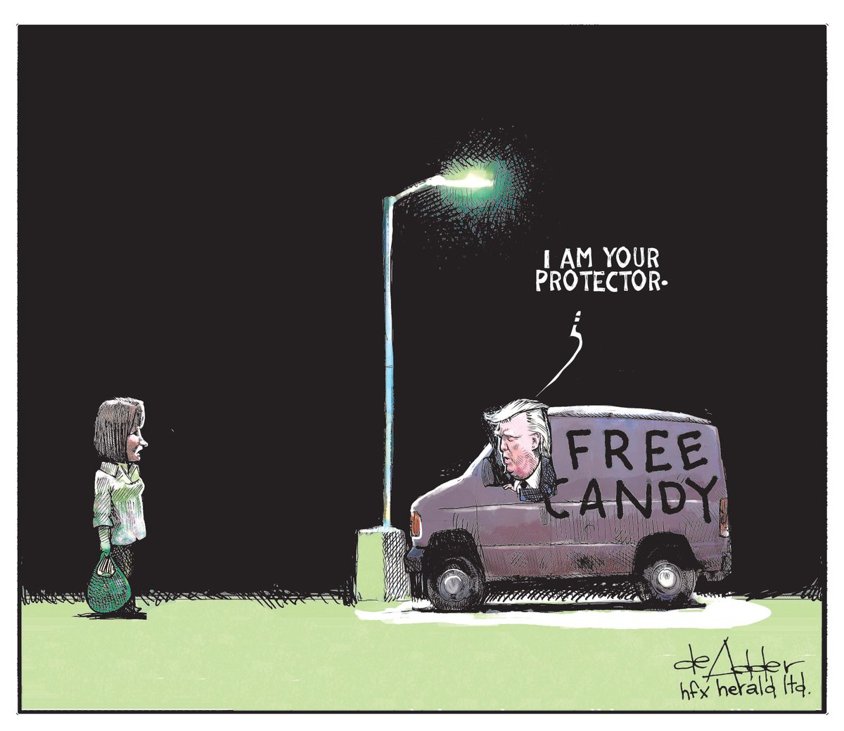 deAdder's tweet photo. Trump Says He’ll ‘Protect’ Women ‘Whether The Women Like It Or Not’ https://t.co/1fNcs7lUHX