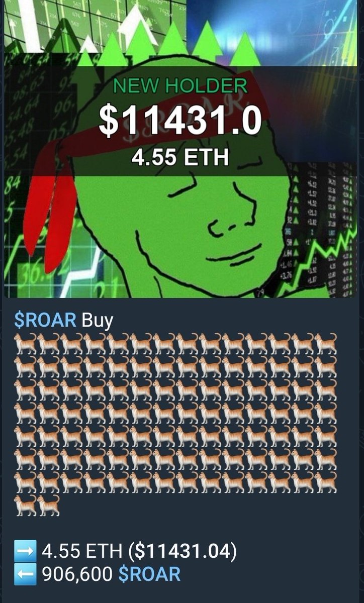 The Whales Are Coming Into #RoaringKitty $ROAR 

CA: 0xD8C978de79E12728e38aa952a6cB4166F891790f
