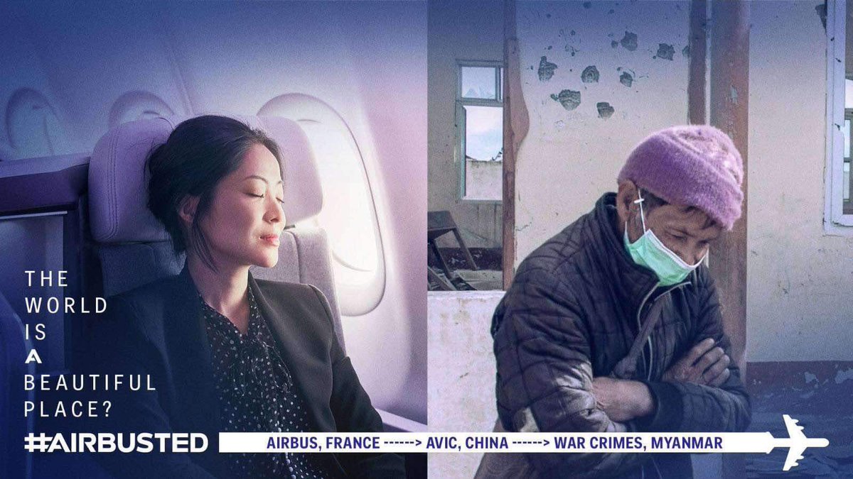 monique_zin's tweet photo. The Myanmar military uses AVIC aircraft for airstrikes that kill children, destroy schools and hospitals, and cause large-scale suffering. AVIC is the Partner of 
@Airbus 

 #AirBus2AirStrikes #WhatsHappeningInMyanmar #Airbusted https://t.co/DlnPerKJUU