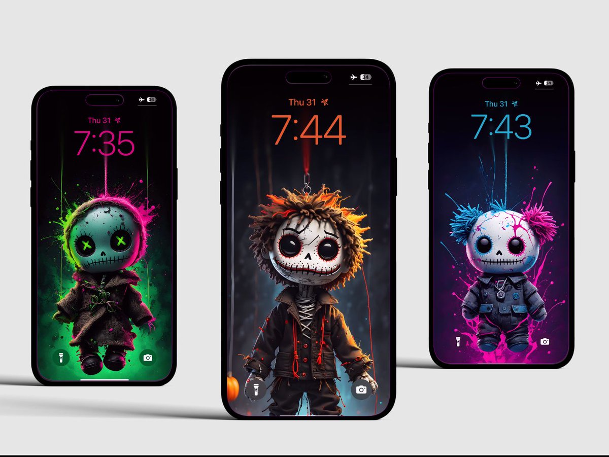 MunraArt's tweet photo. 👻 “Some dolls aren’t meant to be played with… they’re watching you.” 💀
Get your iPhone ready for #HalloweenNight with these spine-chilling voodoo doll #wallpapers. Happy haunting from https://t.co/gu9cEnIt1L!
#VoodooVibes #SpookySeason 
https://t.co/YMFRu67JY9 https://t.co/FUYI9vhSyn