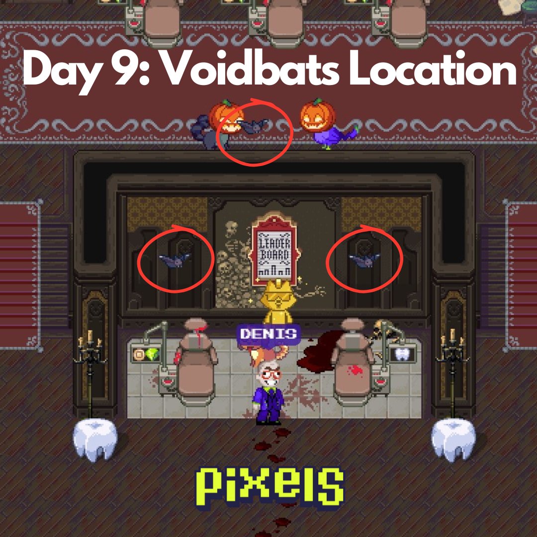 Squeegee_Plays's tweet image. 🦇Day 9 Voidbats Location: Inside the Guild Castle

#PixelsCreator #PixelCommunity #SqueegeePleyyys🤙 #Halloween 

@pixels_online @foxfamnft