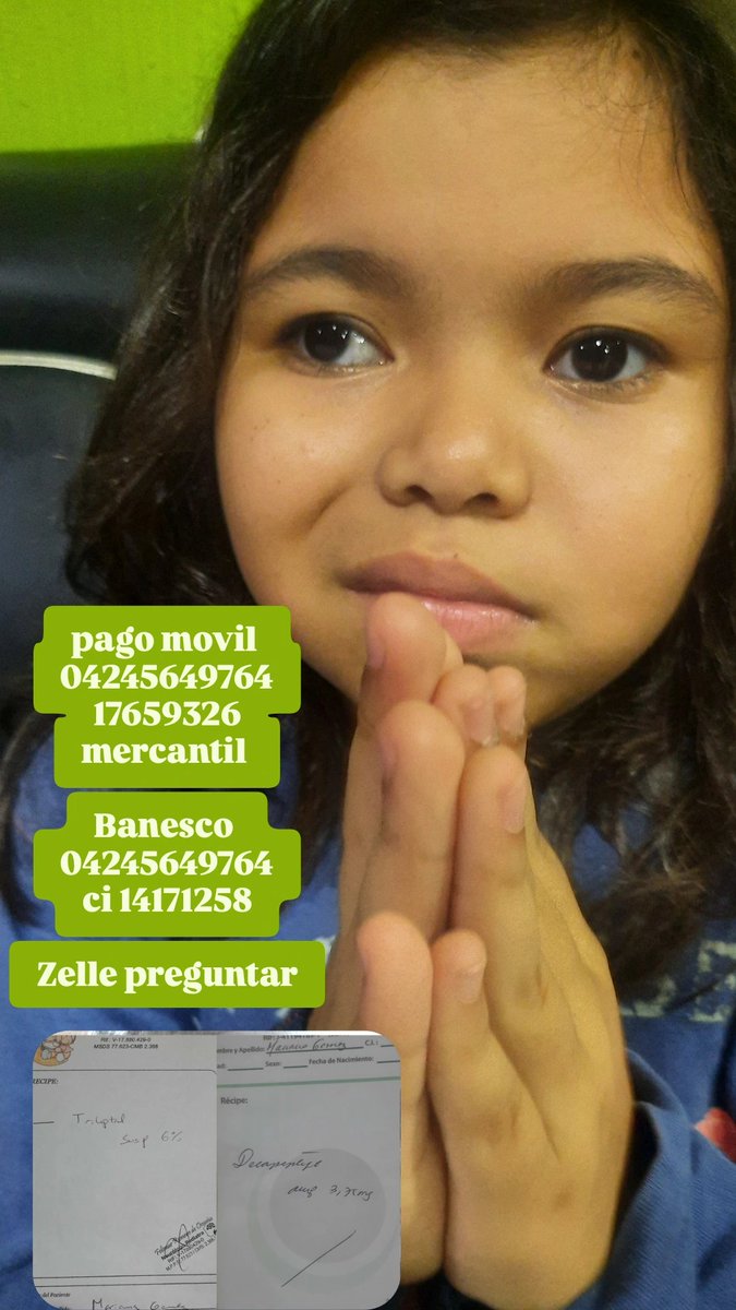 Bendecida noche 🙏
🚨🚨Necesito la continuidad d amp q detiene pubertad precoz😔 tengo problemas a nivel central 🧠 😓 faltan $160 cada aporte suma tampoco tengo anticonvulsivo s m termina cada 3 días 🤕
Dios les pague.