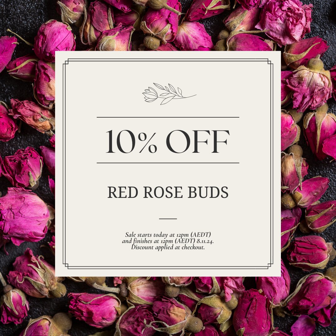 HeirloomBody's tweet image. Our premium selection of dried conventional rose buds will infuse your soaps, bath bombs, skincare, and beauty products beautifully with the gorgeous scent of roses🌹

✨Enjoy 10% off our red rose buds with the discount applied at checkout. The sale ends at 12pm (AEDT) 8.11.24✨
