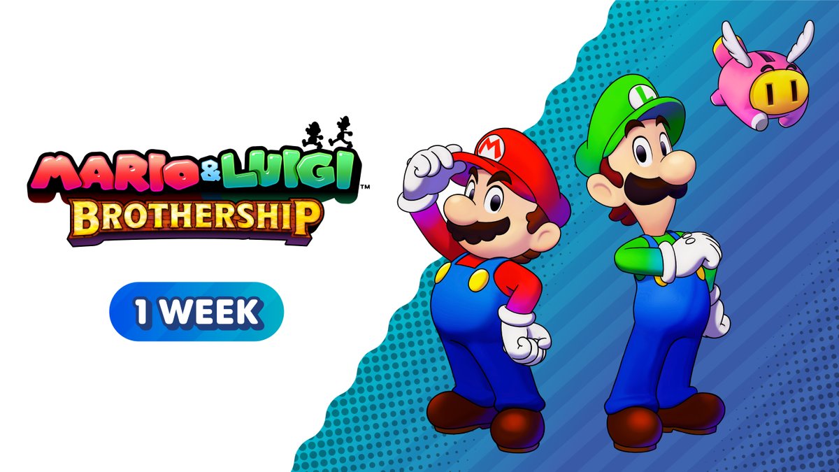 NintendoAmerica's tweet photo. One week until we set sail with Mario and Luigi on an island-hopping adventure!
 
Pre-order #MarioLuigi: Brothership now: https://t.co/LEpQYg7xN3 https://t.co/J5f0wyqcgE