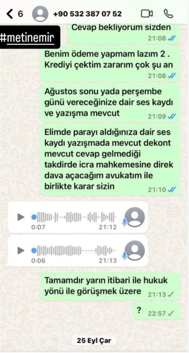 Ses kayıtları gönderip küfürler etmektedir parasını isteyen kişiye  ağza gelmişken laflar söylemektedir