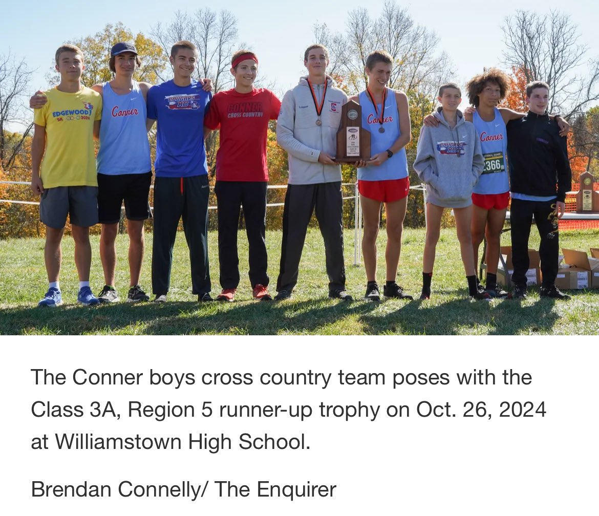 Conner boys XC, 7 straight years of being either the Region Champion or Runner-Up!