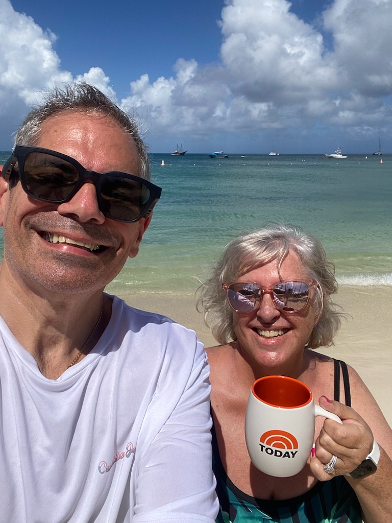 jslauria's tweet photo. "Congrats Jeff &amp; Cathy on 36 incredible years in Aruba! 🎉🌴 Wishing you endless learning adventures together. 🥂 #RelationshipGoals #Anniversary #Aruba #sundaytoday https://t.co/CV5qY89sT0