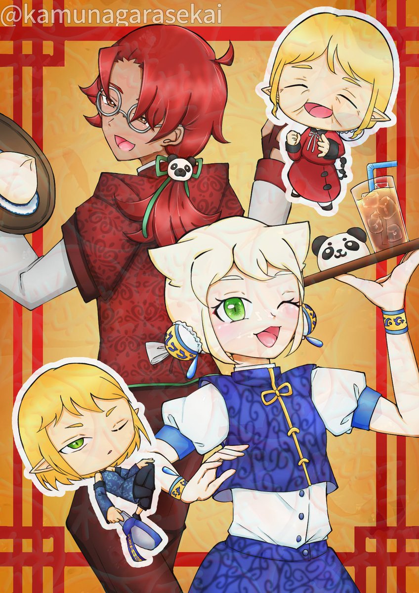 kamunagarasekai's tweet photo. 喫茶ロマクの皆さんのハロウィン衣装です！
#HappyHalloween
#1日遅れ https://t.co/NhLDvL7rnL