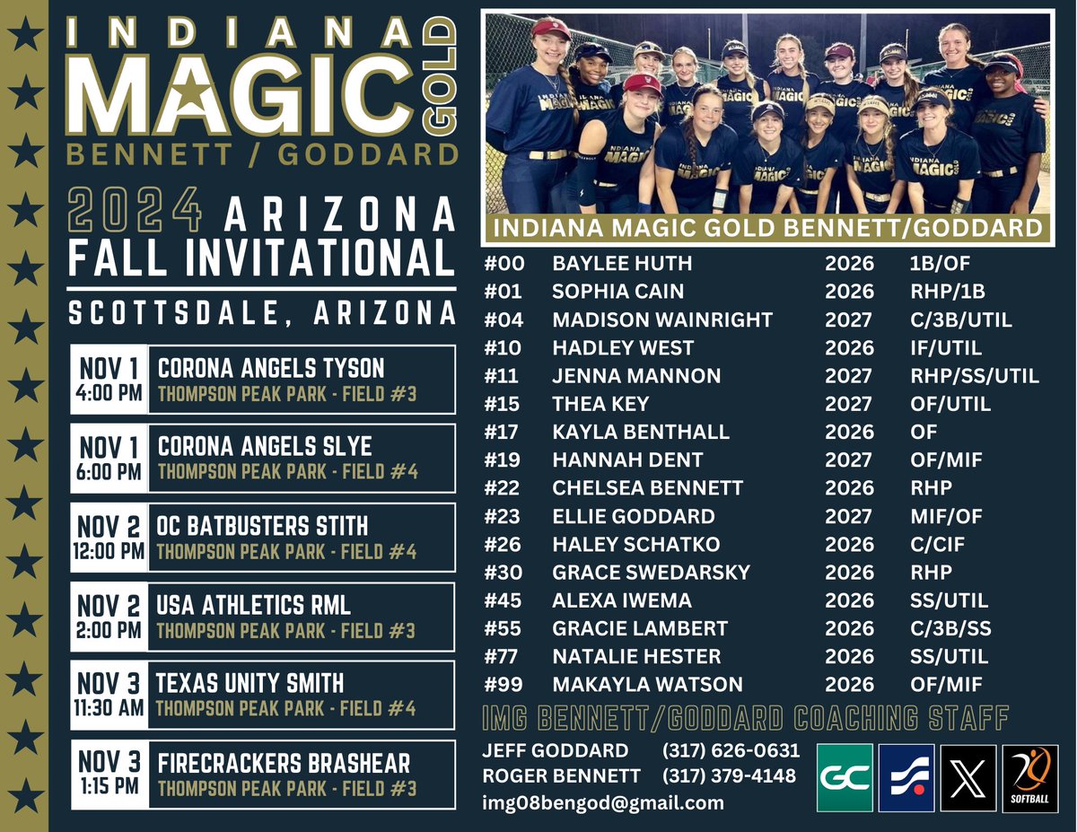 Sophia Cain (@sophiacain_) on Twitter photo Landed in Phoenix this morning for the AZ Fall Invite! Hope to see you there!!
<a href="/IMG08BenGod/">Indiana Magic Gold National Bennett/Goddard 18U</a> Landed in Phoenix this morning for the AZ Fall Invite! Hope to see you there!!
<a href="/IMG08BenGod/">Indiana Magic Gold National Bennett/Goddard 18U</a>