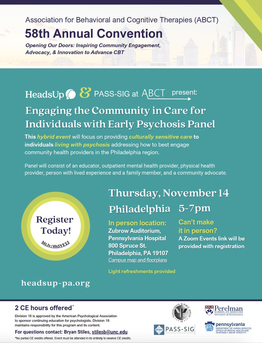 We are partnering with <a href="/HeadsUpPAorg/">HeadsUpPA</a> to put on a fantastic (&amp; FREE) community forum in Philly!

Please join us in person or virtually for a lively panel conversation—more info in the flyer and link below. CEs offered, too!

Please register to attend here: bit.ly/4h5VETJ