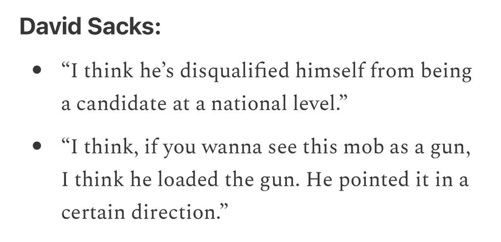 Here’s what David Sacks said about Trump after January 6th. Just remember all these guys are liars.