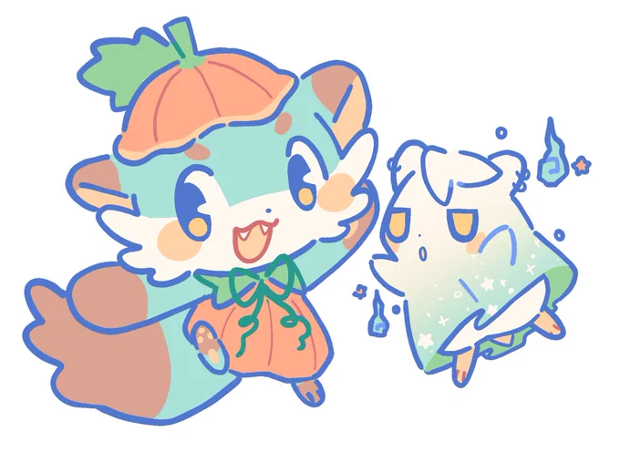 Happy Halloween!! I've been dead and haven't been drawing much but have this drawing of Kuru and  I did last year 
