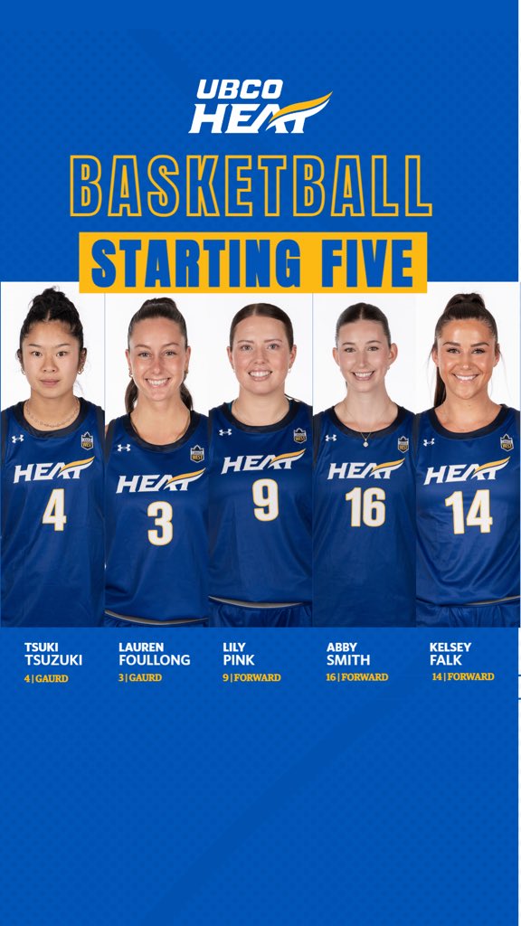 UBCOHeat's tweet photo. W🏀 | STARTING LINEUP

Womens basketball starts their season off at @GoTRUWolfPack looking to clinch a season opening win!!🔥🔥

#GoHeatGo | #UBCOvsTRU https://t.co/gVksix3Uwy