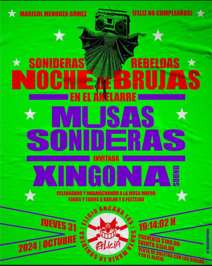 chingonasound's tweet photo. Vamos al baile de brujas con @musassonideras  festejando a la bruja mayor #MarisolMendoza en @multiforoalicio 🧙🏾‍♀️⚡🔥🎶🩸 amoñossss https://t.co/rrNBd3UN4B