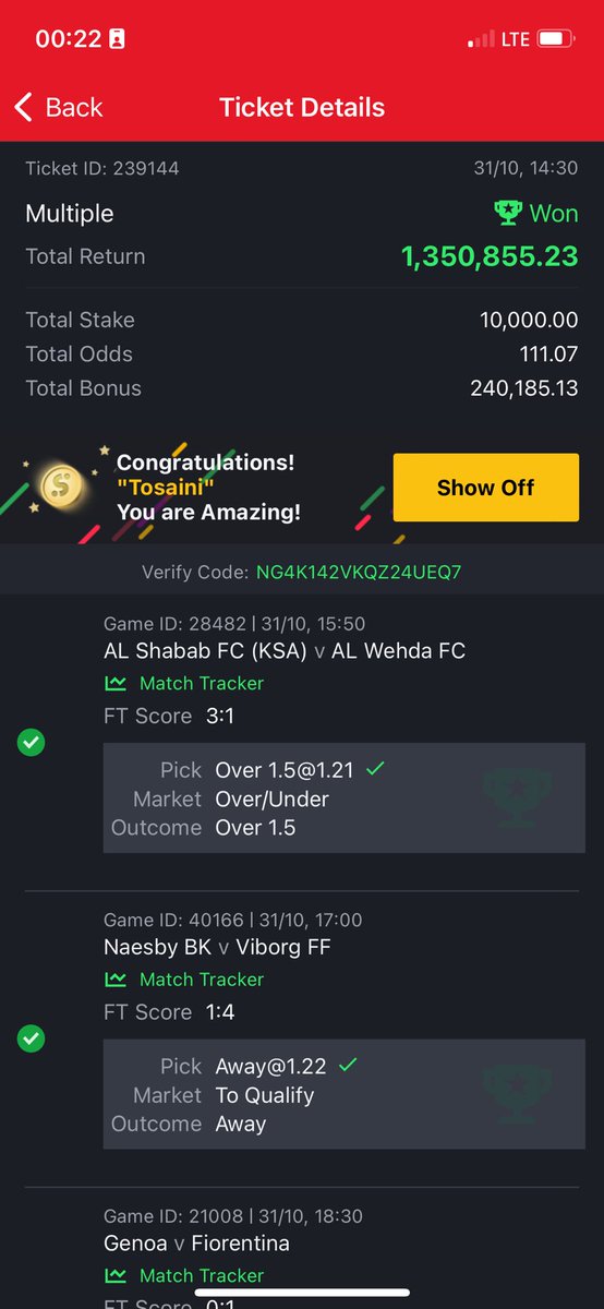 Tosinjay1's tweet photo. I won 3 tickets at the same time yesterday,what a big way to start November @Emmanuel_Tips @SportyBetNG @BasketballProfe @Betodds1 @BerryYNWA1 @Jima003 @BleacherReport @Giftedpunta @mrbayoa1 #foryou #x #viral #gamble https://t.co/Qvotc776HI