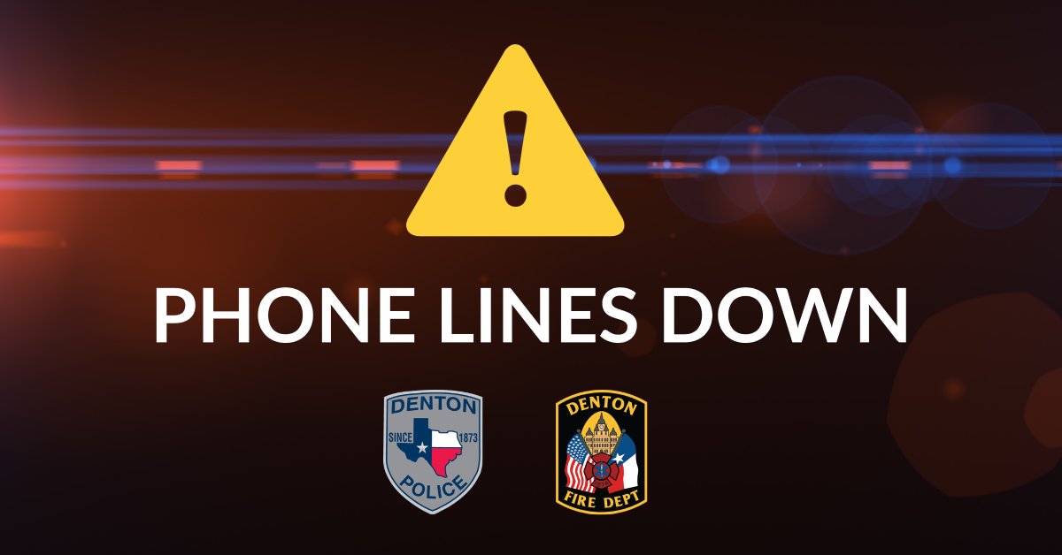 911 is currently down in the City of Denton. If you have an emergency in Denton, please call 940-349-7970. 

We will update this post when services are fully restored. @dentonfiredept