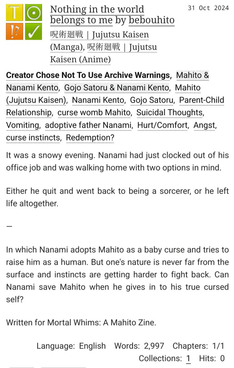 So excited to finally be able to share what I've been working on for #MahitoZine <a href="/MahitoEvents/">Mahito Zine: Mortal Whims 🔞 Oct 31</a>

HAPPY BIRTHDAY MAHITO AND HAPPY MAHITO ZINE DAY!!! 🥳🎉💛🩵

Link below ⬇️

#nanahito (father-son dynamic)