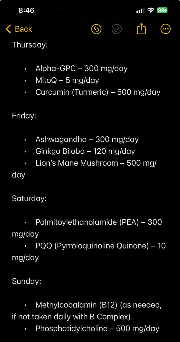 TheBertOfficial's tweet photo. Artificial intelligence came up with this weekly regimen for ALS MND #als #mnd #lougherigsdisease This way I can space out antioxidants over a longer period of time #AI https://t.co/0fcYPzqH9i