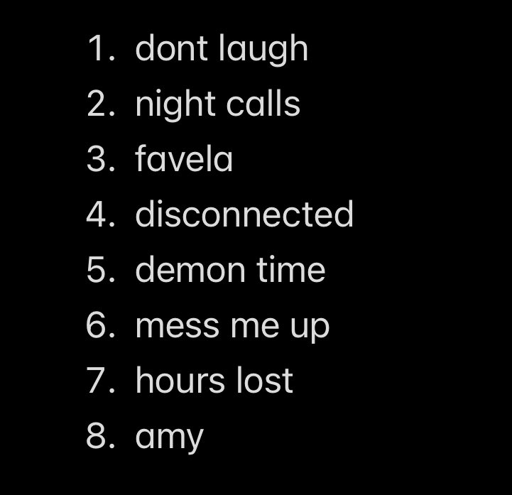 DEVlL1SH's tweet photo. i think this is my initial ranking of the new tracks (this rarely ever ends up lasting more than the first day) https://t.co/kuSqr3aUHV