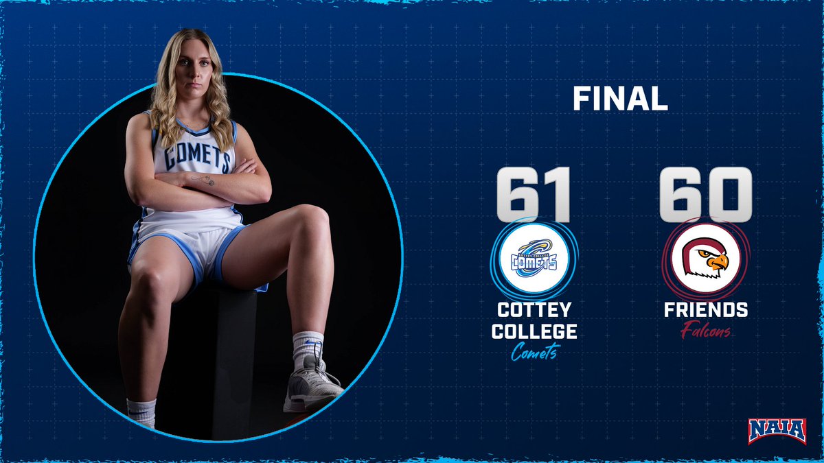 FINAL☄️☄️

Comets defeat Friends University to improve to 2-0.

Sarah Hunt: 15 Points &amp; 7 Rebounds
Lesley Chalmers: 11 Points &amp; 5 Rebounds
Dally Coulter: 8 Points &amp; 9 Rebounds
Claudia Hadlock &amp; Autumn Wallace with 7 Points each