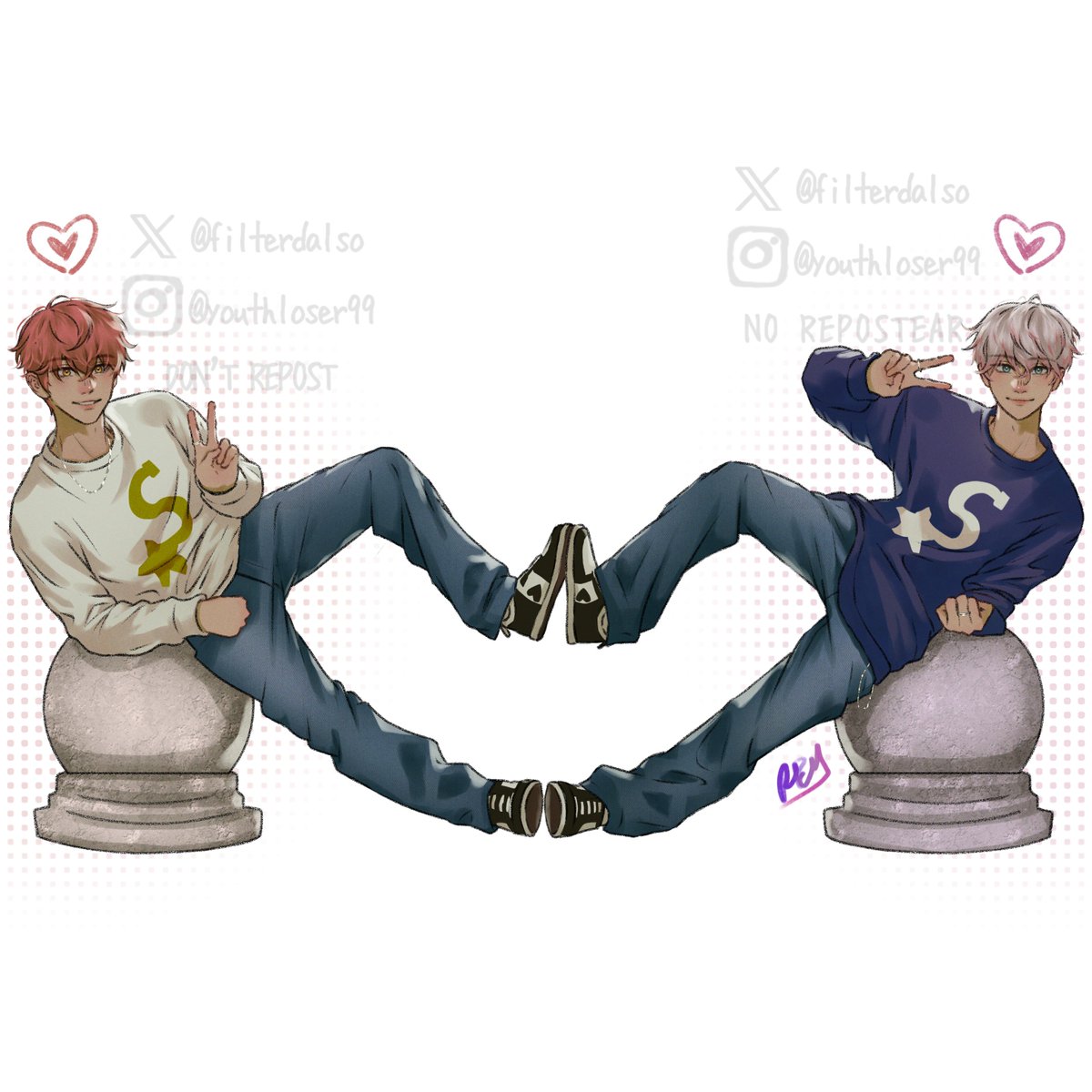 filterdalso's tweet photo. finally drew the choi twins ❤️🩷
#mysticmessenger https://t.co/ERKt7ng6fP