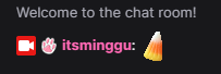 itsminggu's tweet photo. YAY! Thanks to collabing with my darling @BenjiWhoElse yesterday! Me &amp; chat got the FREE emote!!!! Ironically...its a dancing candy corn 😂! 

#trickortreat #twitch #freeemote https://t.co/FLygEu7i0u