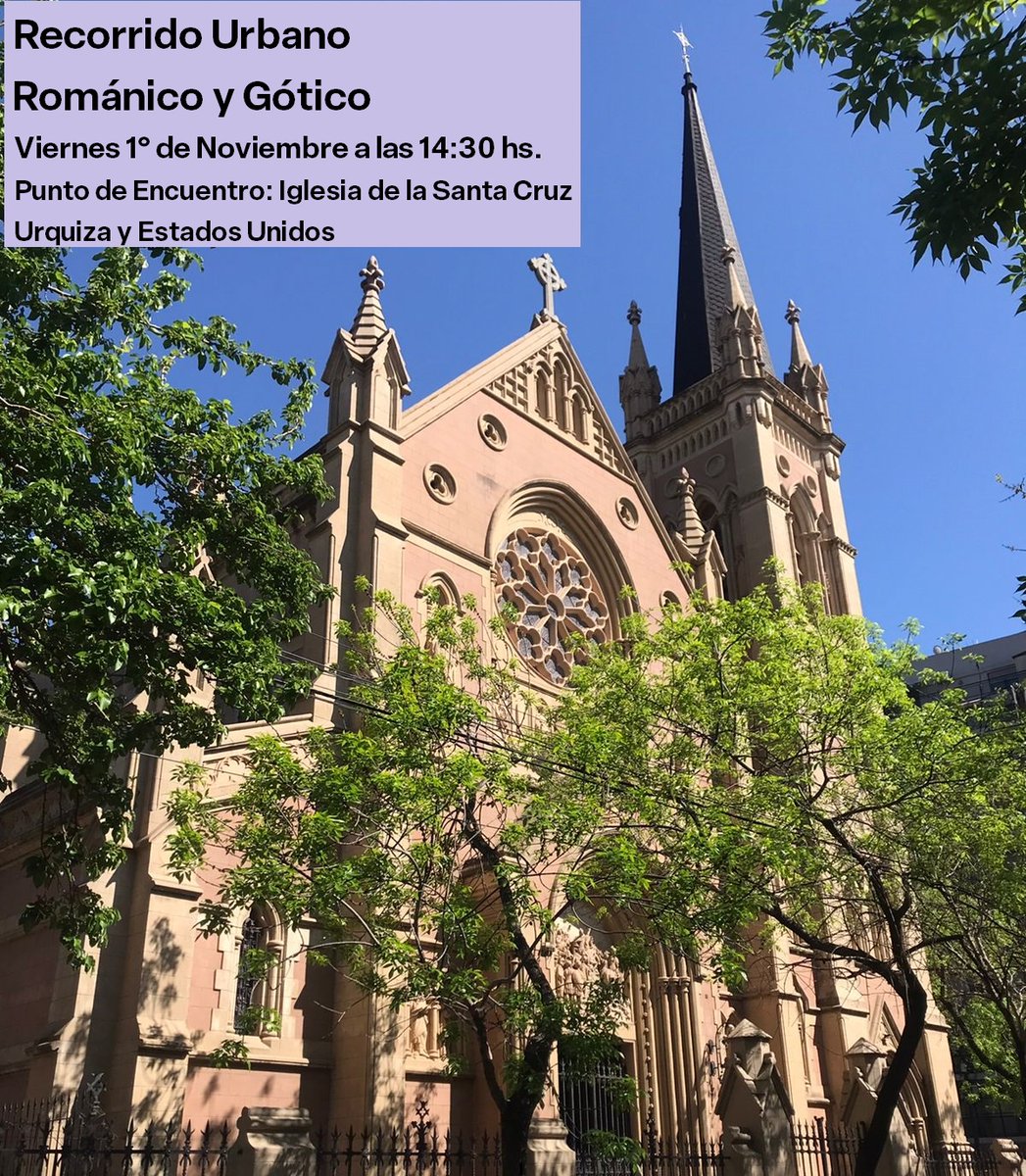 CatedraPernaut's tweet photo. H1: Recorrido Urbano Románico y Gótico.
Viernes 1° de Noviembre a las 14:30 hs.
Punto de encuentro: Iglesia de la Santa Cruz, Urquiza y Estados Unidos https://t.co/XhSOGNrsr0
