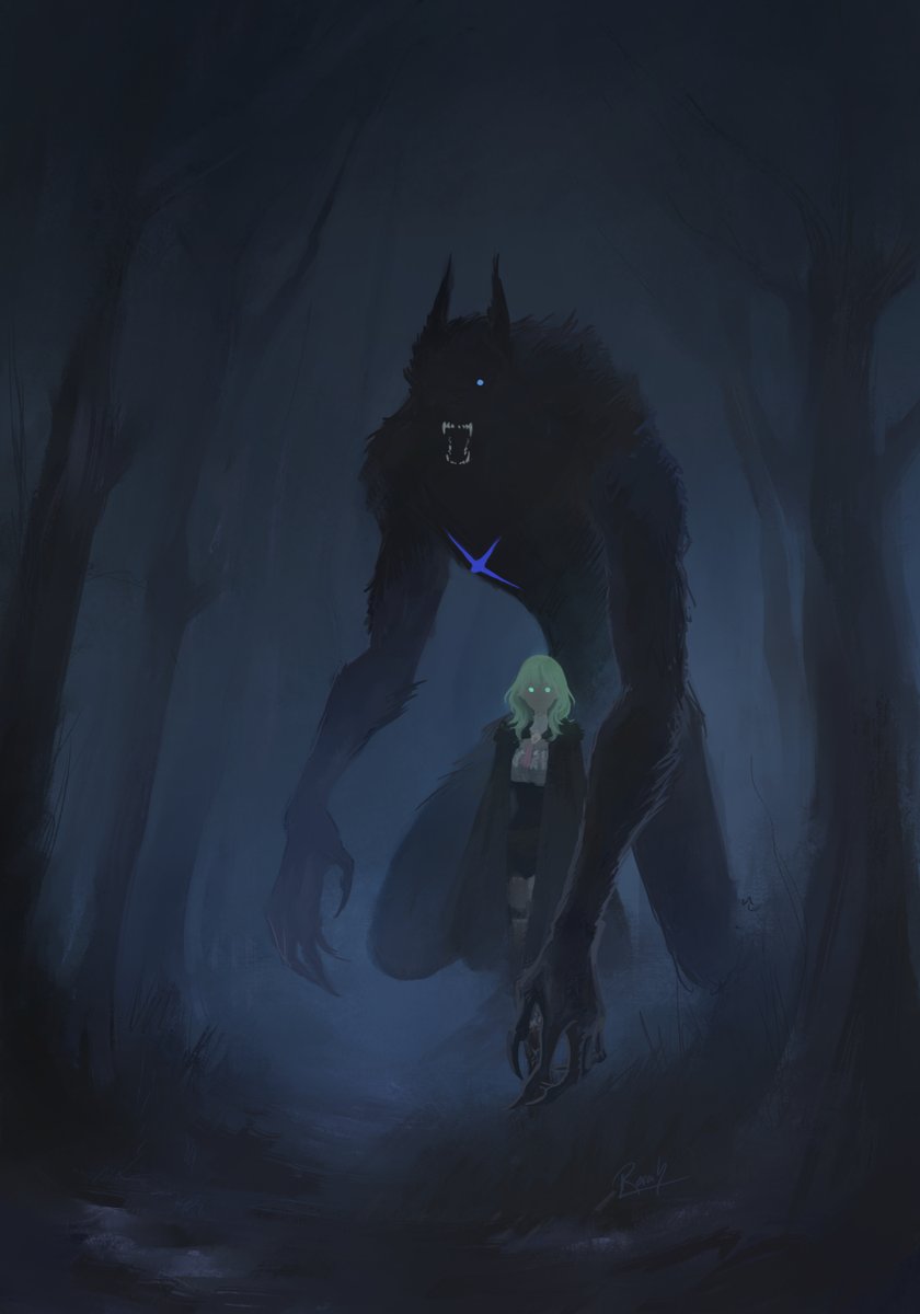 RorastillDraws's tweet photo. Just a girl and her giant dog in a forest😊🫶

Have I mention I love drawing monsters? 🐺
That one Ashen hood and werewolf but make it spooky 
Extra quick treat for #DimilethTrickOrTreat
#Dimileth | #ディミレス| #FE3H 
🎃 Happy spooky day everyone! https://t.co/IxqXrNm7HY